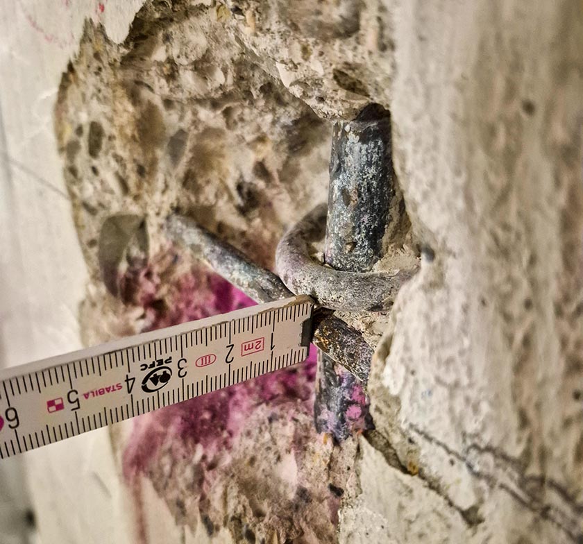 Bauwerkuntersuchung im Bestand, bestimmung von Bewehrungsgealt
